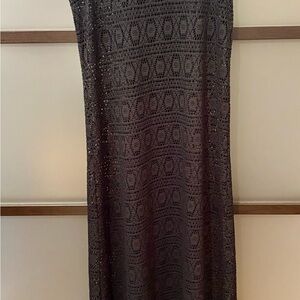 La Vie En Rose Black Crochet Swim Coverup NWT